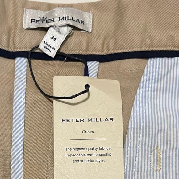 Peter Millar Men Crown Pilot Flat Front Trousers Twill Chino Pants Size 34 Khaki - Picture 11 of 14